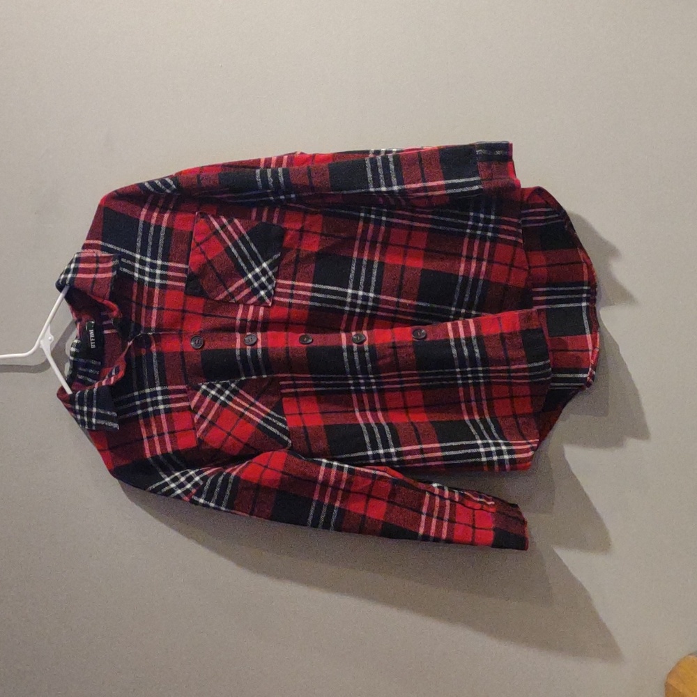 BTFBM‎ Red/Black Button Down Flannel Top/Shacket Women's Small